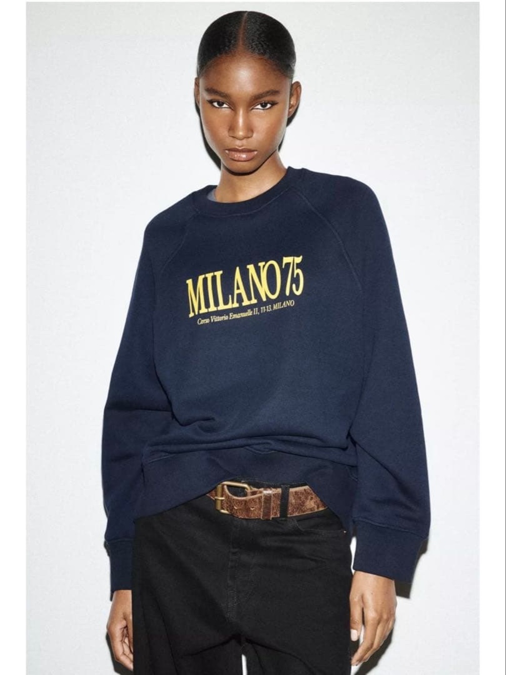 Zara Milano Navy Crewneck Sweatshirt